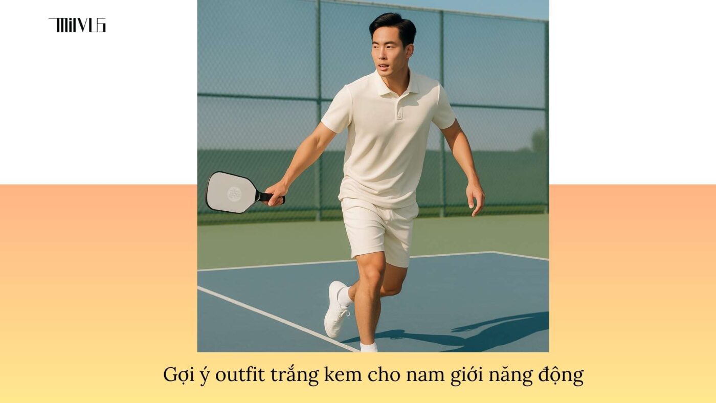 Quần áo pickleball màu trắng kem tinh khôi