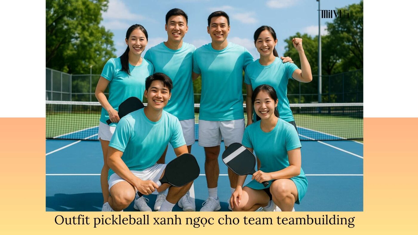Outfit pickleball màu xanh ngọc trẻ trung