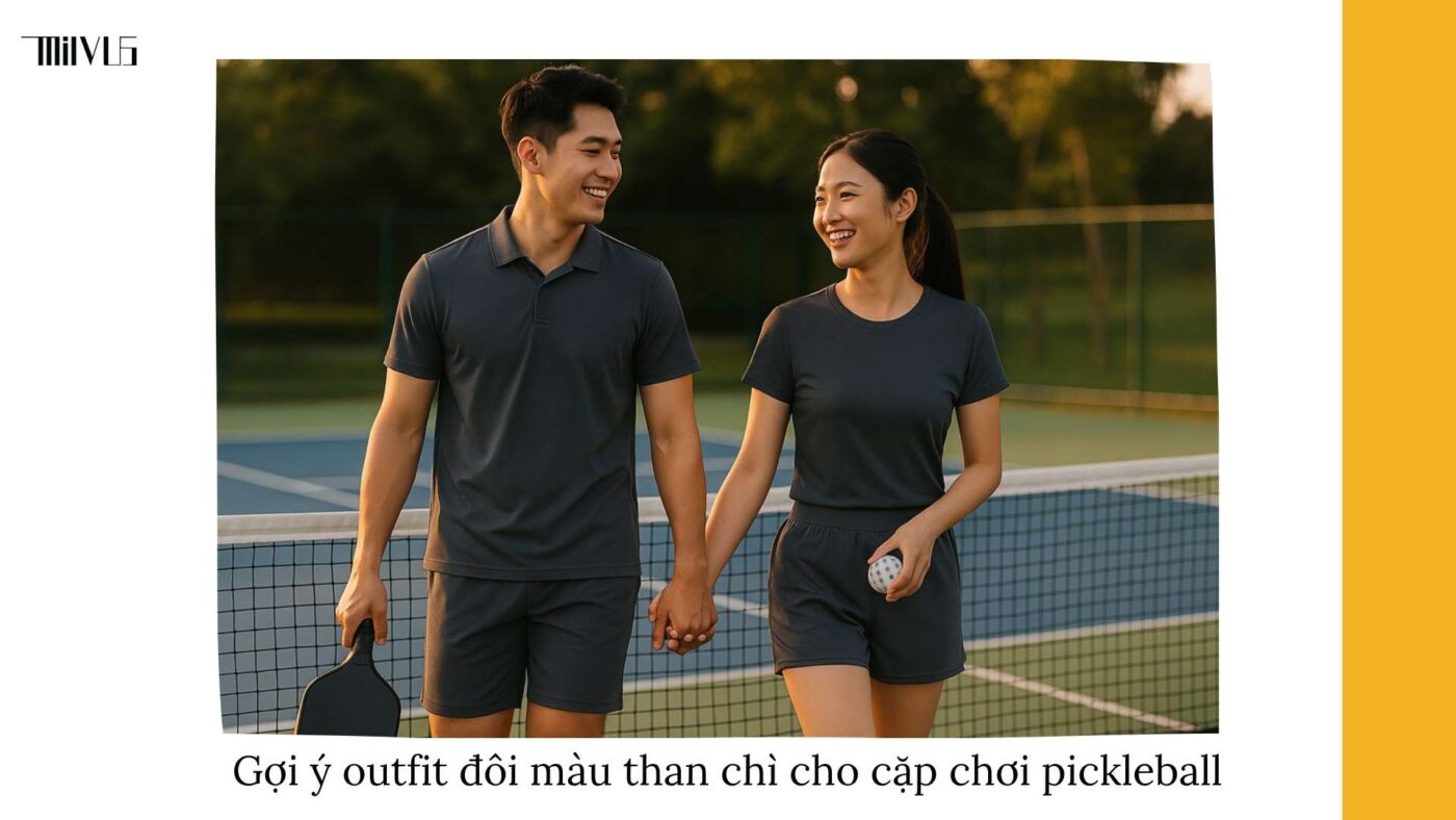 Outfit pickleball màu than chì trung tính