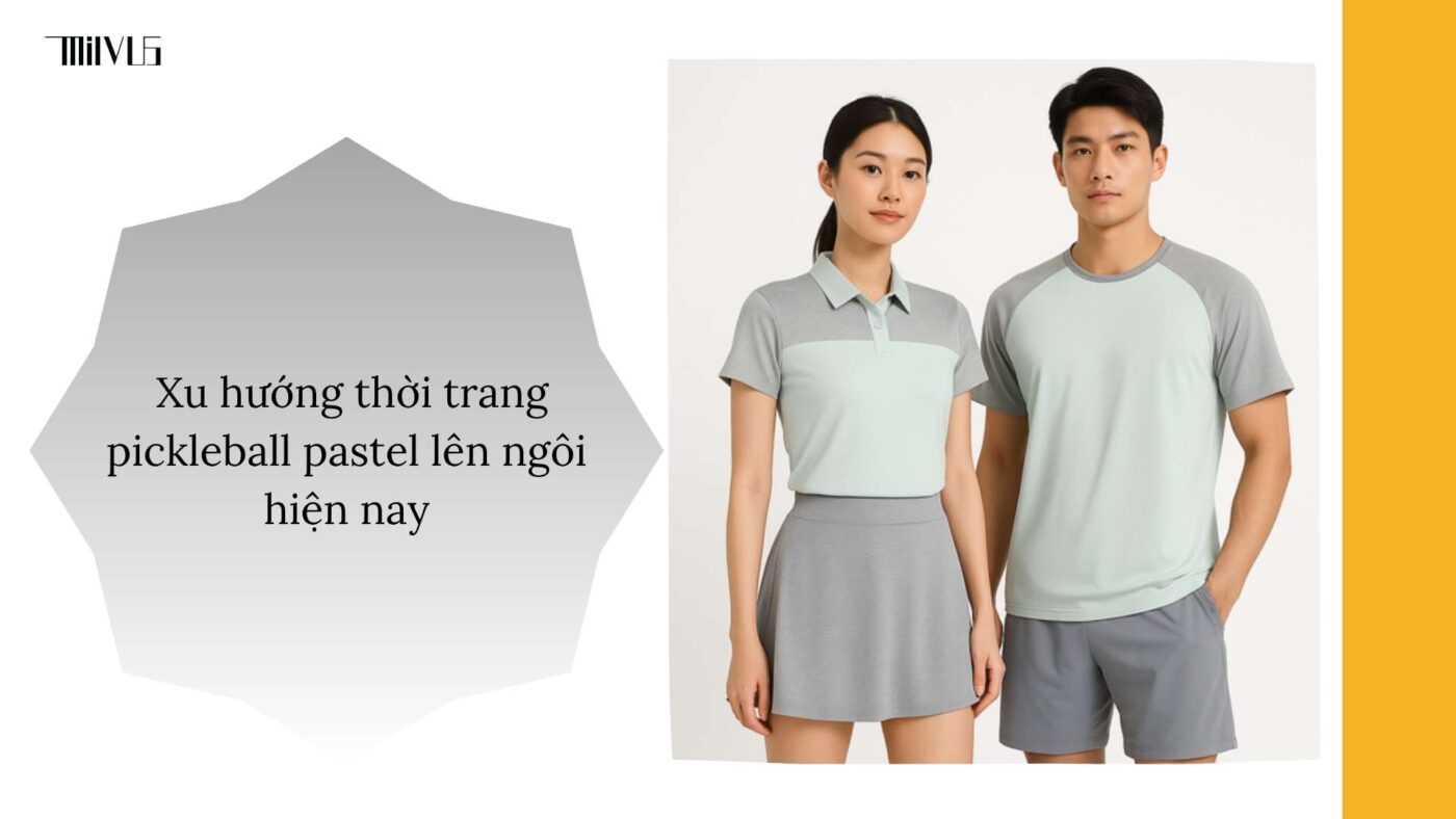Quần áo pickleball màu pastel phối xám