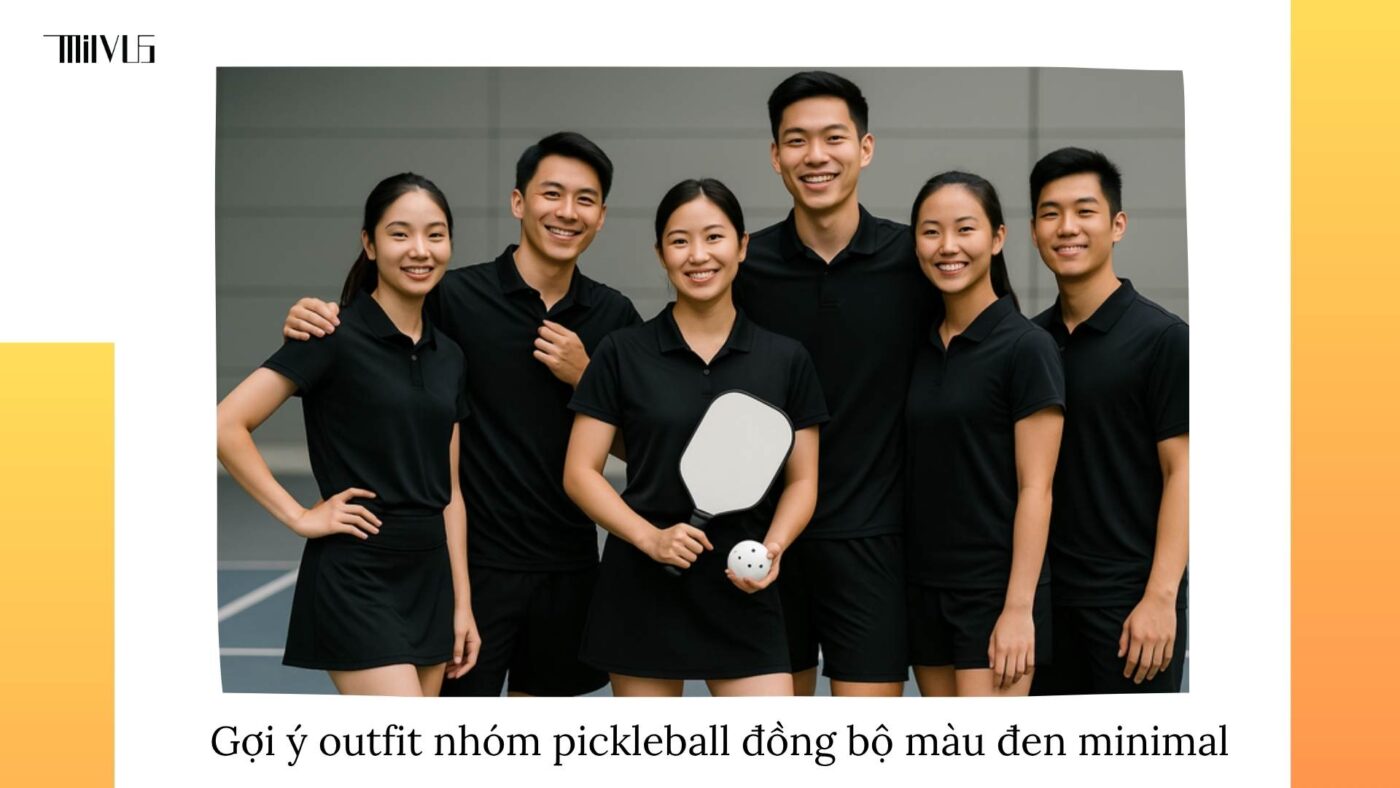 Quần áo pickleball màu đen trơn minimal