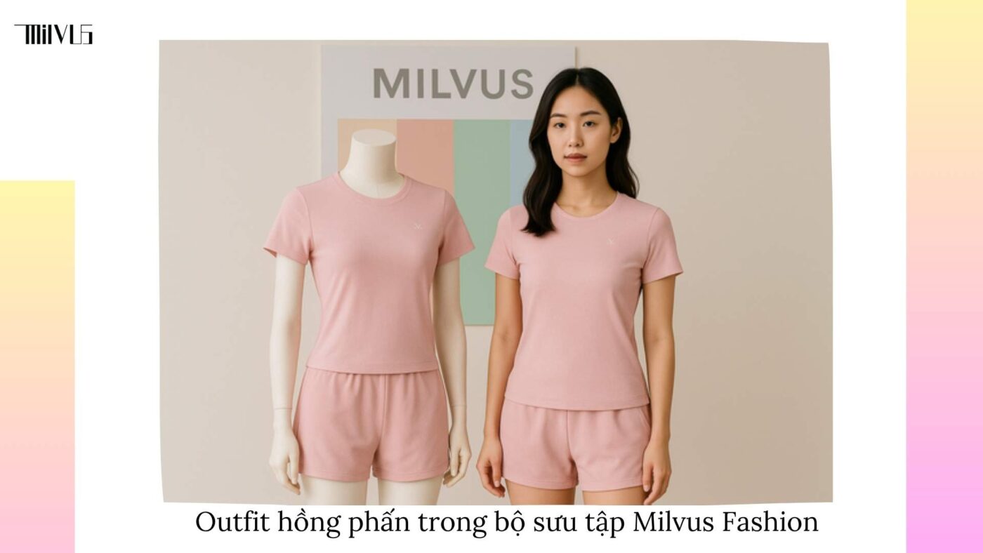 Outfit pickleball màu hồng phấn dịu dàng