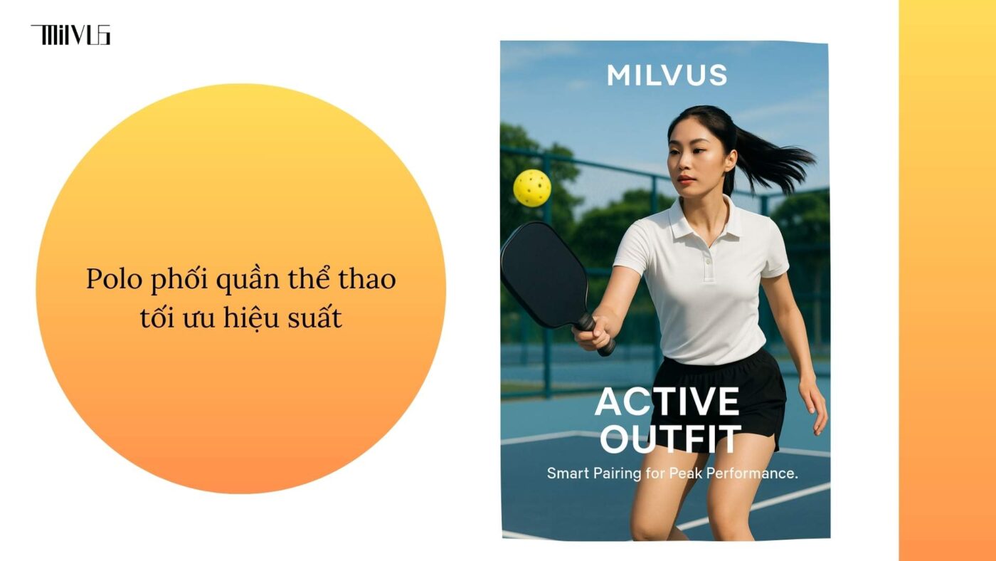 Outfit pickleball áo polo thanh lịch