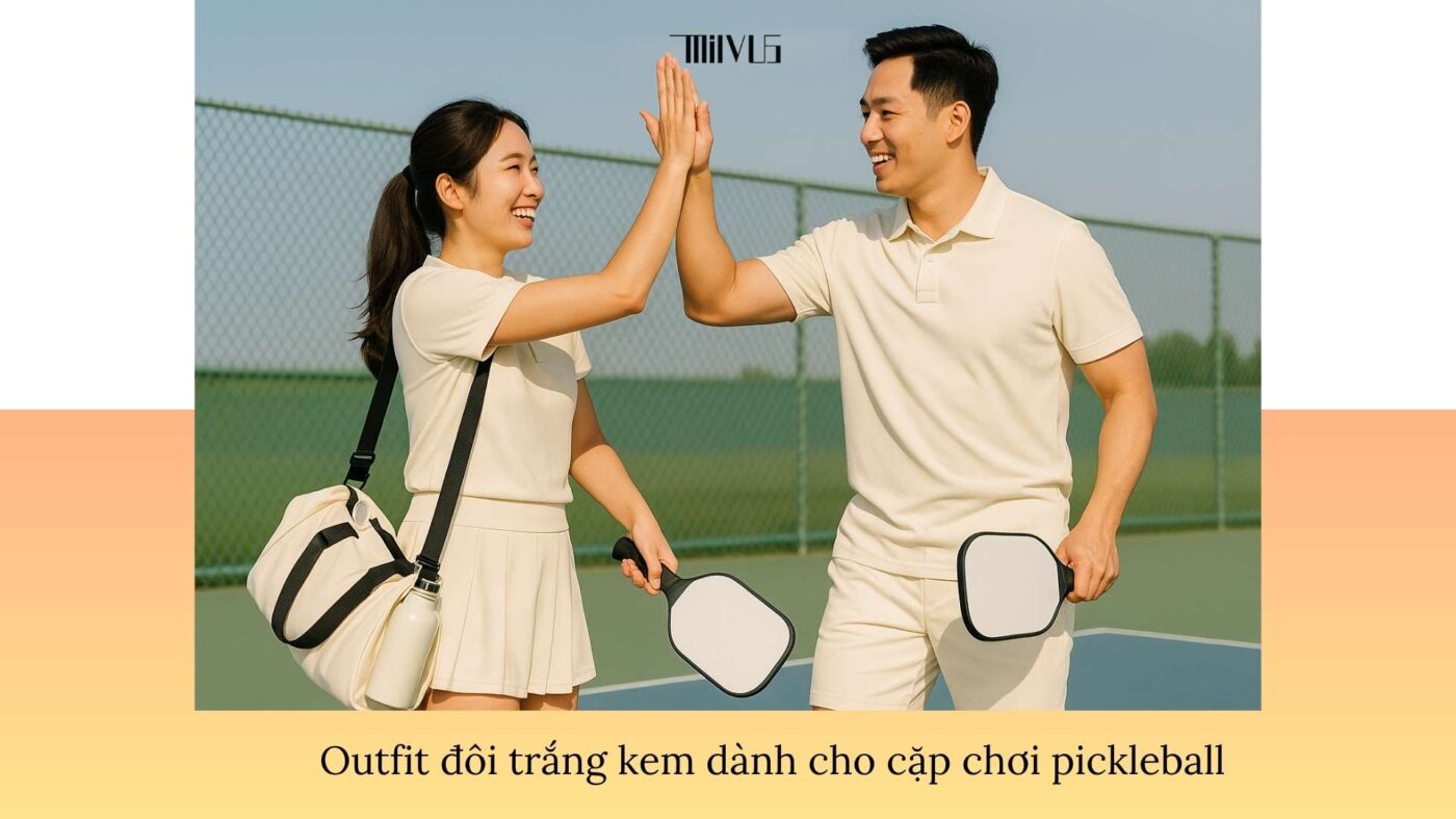 Quần áo pickleball màu trắng kem tinh khôi