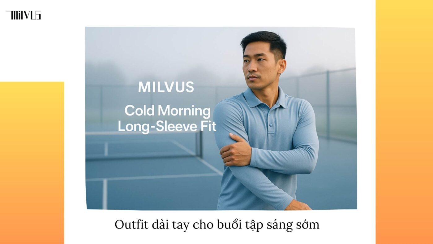 Outfit pickleball áo dài tay cho ngày se lạnh