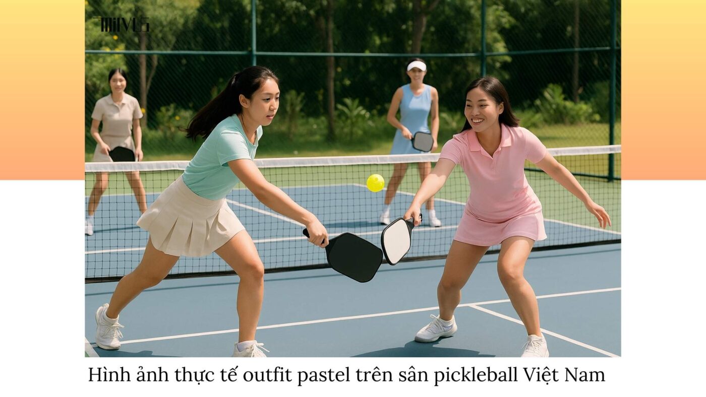 Quần áo pickleball màu pastel ngọt ngào cho nữ