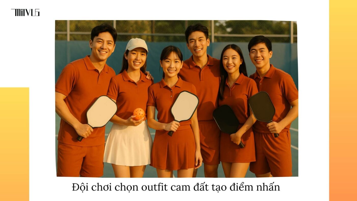 Quần áo pickleball màu cam đất retro