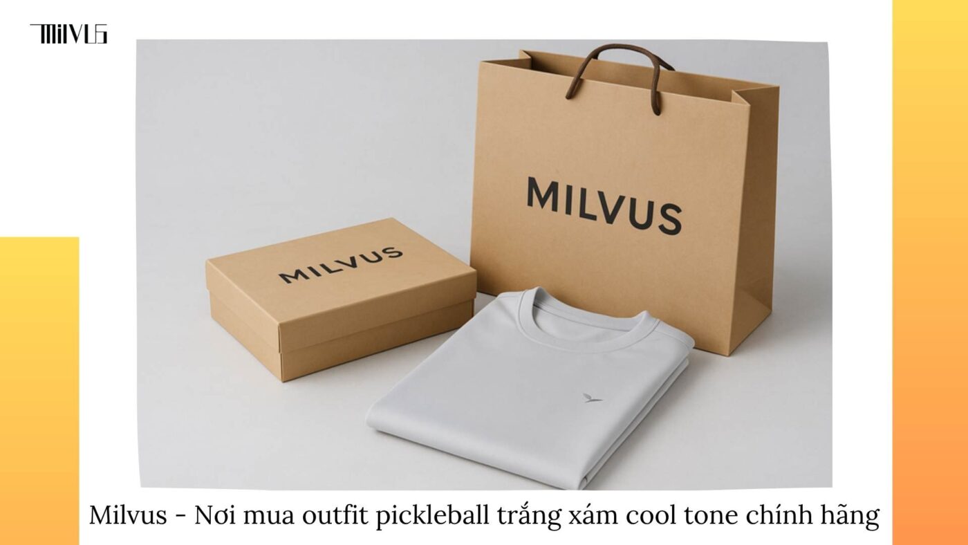 Outfit pickleball màu trắng xám cool tone
