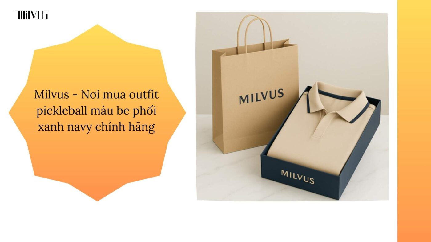 Outfit pickleball màu be phối xanh navy