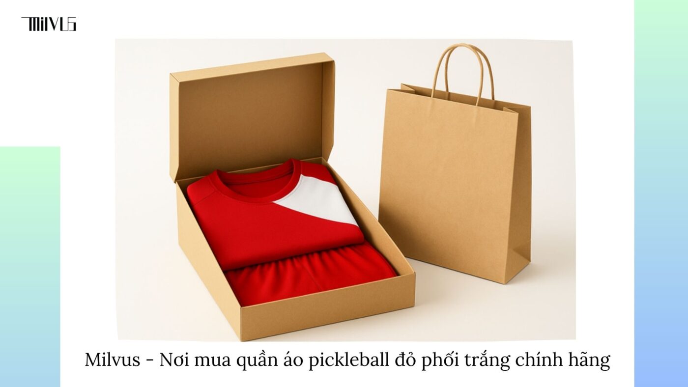 Quần áo pickleball màu đỏ phối trắng thể thao