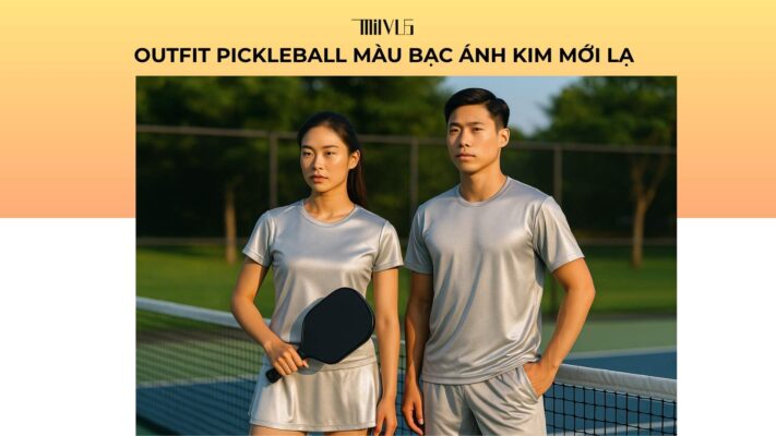 Outfit pickleball màu bạc ánh kim mới lạ