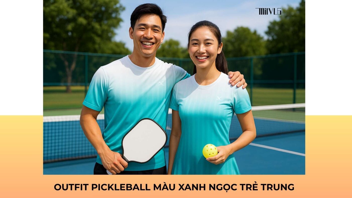 Outfit pickleball màu xanh ngọc trẻ trung