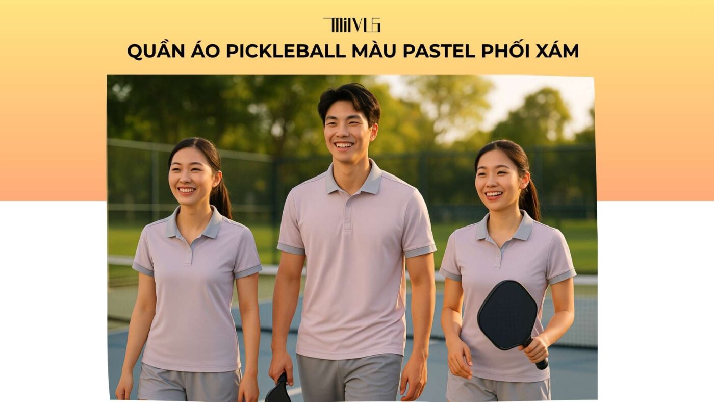 Quần áo pickleball màu pastel phối xám