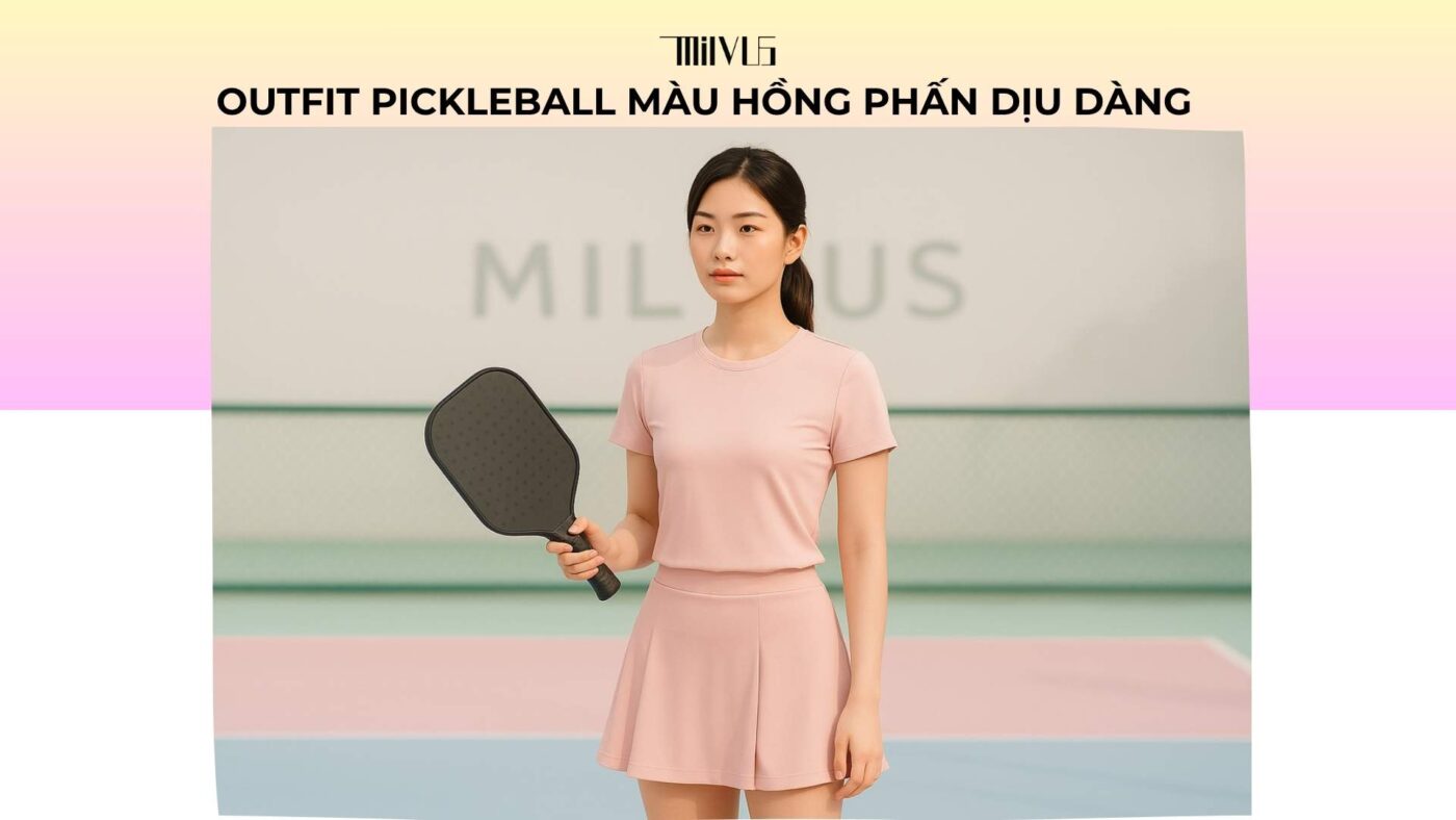 Outfit pickleball màu hồng phấn dịu dàng