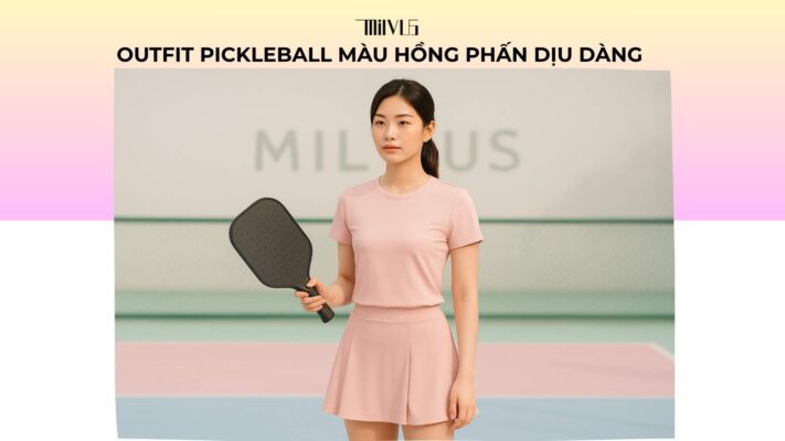 Outfit pickleball màu hồng phấn dịu dàng