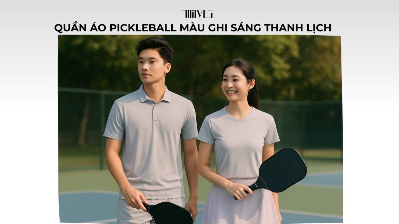 Quần áo pickleball màu ghi sáng thanh lịch